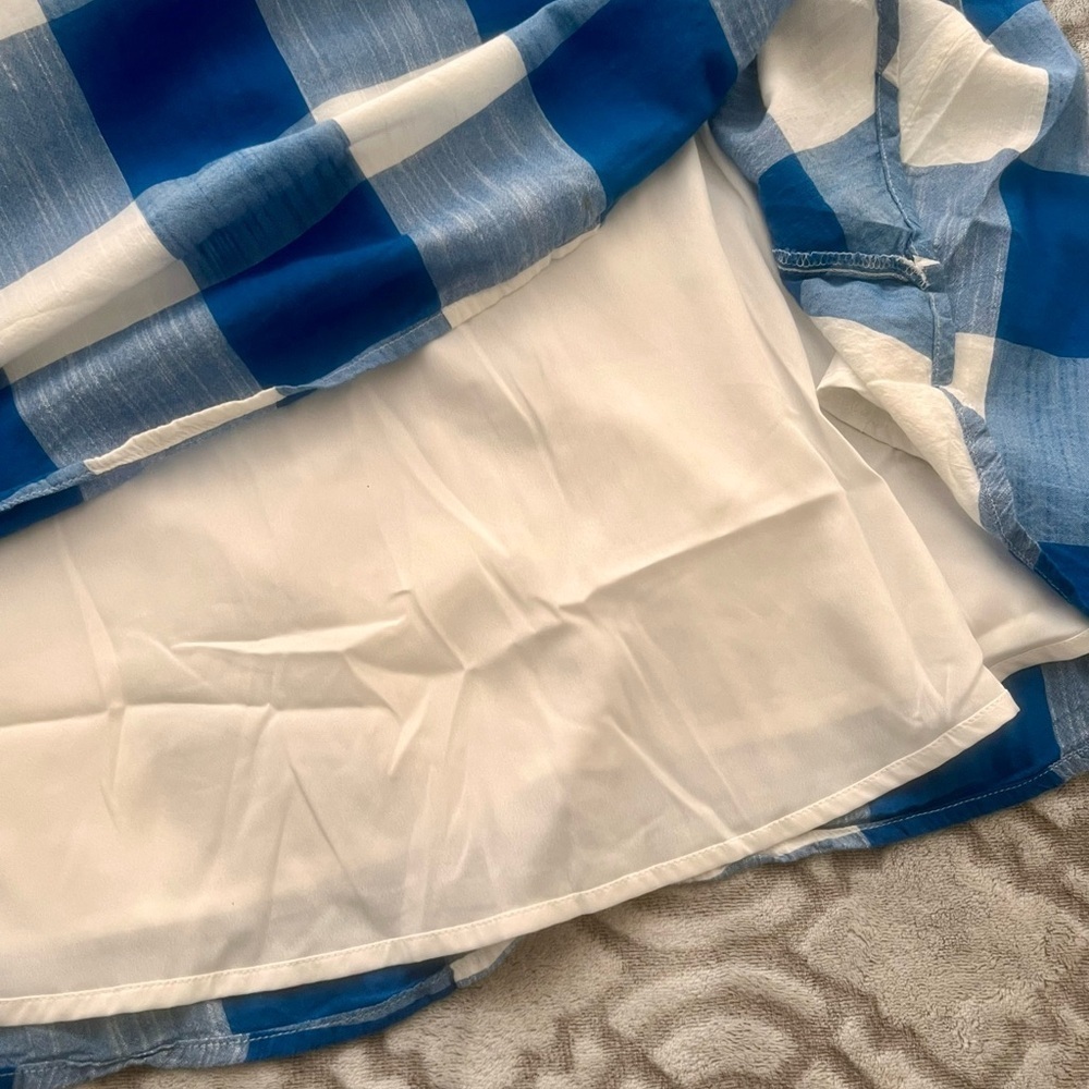Old Navy Blue White Buffalo Plaid Cami Dress Size M - Picture 4 of 6